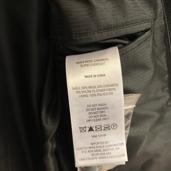 Men’s Wool Cashmere Blend Overcoat Black, Fully Lined 42 Reg - Picture 12 of 15